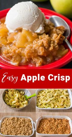 an easy apple crisp recipe in four different dishes