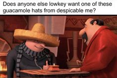 a man in a sombrero talking to another man who is wearing a hat