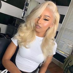 22” Human Hair 613 Platinum Blonde Body Wavy Lace Front Wig *New* Arrives New 100% Human Hair Lace Front Wig Remy Hair Color & Texture As Shown 150-180 Density You Can Cut , Curl , Color , And Style This Wig Heat Resistant Up To 315f 22.5 In Circumference Hand Tied - Check My 5 Star Reviews You Could Cut The Front Lace To Blend As Your Own Hairline I Do Not Trade On Any Of My Wigs Bundle With The Got2b Ultra Gel Or Ghost Bond To Save 10% Off $$$ X Icy Blonde Balayage, Blonde Body Wave, Hair Colorful, Hair Blond, Wig Install, Face Beat, 613 Blonde, Lace Front Human Hair Wigs, Big Chop