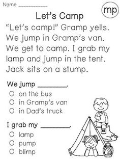 a worksheet for camping with the words let's camp and an image of a