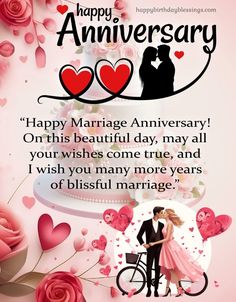 happy marriage anniversary wishes for husband and wife with images on the image, it is written in