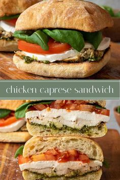 chicken caprese sandwich with tomatoes, lettuce and mozzarella cheese