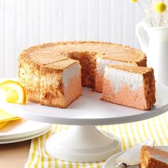 a cake with two slices cut out on a plate