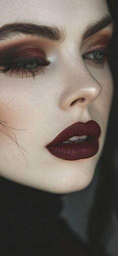 Smoky Grunge Makeup, Dark Face Makeup, Seductive Vampire Makeup, Dramatic Make Up Looks, Long Eyes Makeup, The Great Gatsby Makeup Looks, Spooky Wedding Makeup, Classy Vampire Makeup, Dark Makeup Wedding