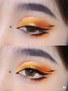 Yellow Makeup Ideas, Cool Eye Makeup, Anime Inspired Makeup, Makijaż Smokey Eye