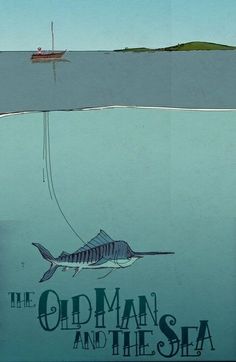 the old man and the sea movie poster with a boat in the water next to it