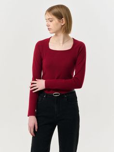 Composition : Acrylic 28% + polyester 28% + spandex 21% + modal 18% + wool 5%Country of Origin : CHINA Elegant Winter Tops With Square Neck, Fitted Knit Top For Winter Everyday Wear, Fitted Knit Top For Everyday Winter Wear, Fall Workwear Tops With Square Neck, Square Neck Tops For Workwear In Fall, Fitted Square Neck Sweater, Winter Square Neck Sweater, Square Neck, Knitwear