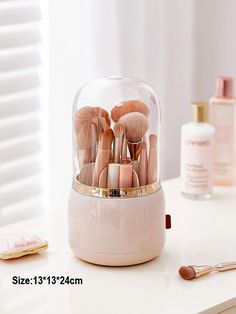 Discover the Ultimate Makeup Organization Solution Transform your makeup routine with our innovative 360° Rotating Cosmetic Brush Holder. Expertly designed for makeup enthusiasts and professionals alike, this sleek and modern organizer is a game-changer for keeping your cosmetics neat and accessible. Whether you're prepping for a day at work or a night out, find every brush you need in a flash with this must-have accessory. Key Features Durable Plastic Construction: Crafted for longevity and res Desktop Organiser, Clear Makeup Organizer, Modern Organization, Makeup Area, Clear Makeup, Makeup Brush Organization, Makeup Brush Holder, Cosmetic Brush, Makeup Room