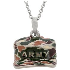 With a pendant hung proudly from your neck, you honor all of the men and women serving our country -- especially the service-person in your life. Featuring a shining, full-color pendant that lays flat when worn, this small token is one of many ways for you to show your patriotism and unending support. Silver-plated metal & enamel Approximately 1.8" L x 0.5" H x 0.5" D (4.5 x 1.2 x 1.2 cm) 16" L chain (40.6 cm) with 2" extension (5 cm) Made in Thailand Army Hat, Military Hat, Our Country, The Men, Clean Air, Jewelry Vintage, Silver Plated, Vintage Jewelry, Thailand