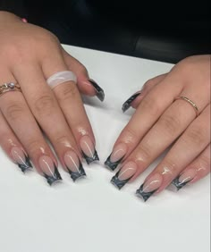 Coffin French Nails, Gel Nails Coffin, Pretty Nail Designs Acrylics, Champagne Nails, Hoco Nails, Nails Sets, Nails Acrylic Square, Nail Work, Gel Manicures