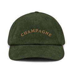 "Champagne" Embroidered Corduroy Hat 🥂🍾 Pop the bubbly in style with our "Champagne" embroidered corduroy hat! Whether you're celebrating a wedding, enjoying a night out, or just indulging in some champagne problems, this hat adds a touch of luxury and fun to any occasion. Perfect for weddings, bachelor parties, and champagne lovers alike, this chic and playful cap is the ultimate accessory for those who believe that life is better with a glass of champagne in hand. Key Features: 🍾 100% Cotto Wedding Baseball, Champagne Gifts, Harry Styles Sweatshirt, Embroidered Corduroy, Bridal Cap, Champagne Gift, Champagne Problems, Corduroy Hat, Champagne Tower