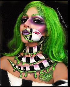 🎨💄Indira Tannetta🎨 on Instagram: “My version of ....Beetle Juice,Beetle Juice,Beetle Juice!!! It’s showtime 💜🖤💚💜🖤💚#fiercefantasy2018contest #underratedmus #undiscoveredmua…” Beetlejuice Makeup, Halloween Shoot, Beetlejuice Costume, Beetle Juice, Character Makeup, Creative Eye Makeup, Creative Eye, Halloween 2024, Up Halloween