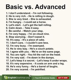 a poster with the words basic vs advanced in it's uppercase and lowercase letters