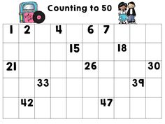 a sudling puzzle with numbers for counting to 50