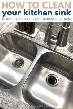 how to clean your kitchen sink Clean White Vans, Stainless Steel Sink Cleaner, Kitchen Sink Cleaner, Deep Clean Kitchen, Diy Sink, Window Cleaning Tips, Sink Cleaner, Kitchen Cleaning Tips, Sink Cleaning