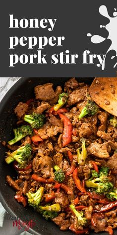 Close up of pork stir fry and vegetables in a black saucepan. Pork Stir Fry Recipes, Stir Fry Recipes Healthy, Pepper Pork, Wok Recipes, Dinner Rotation, Pork Fillet, Pork Stir Fry, Fry Recipes