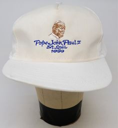 Rare Vintage Pope John Paul II St. Louis Papal Visit 1999 Snapback Hat Cap 90s flaws -light discoloring and blemishes around hat -light discoloring and blemishes on bottom of bill -light discoloring and blemishes on bill Thanks for checking out DasCardHaus! We provide you great deals on vintage clothing items such as shirts, jackets and hats. All items are shipped out via USPS and we use eBay’s global shipping program for international orders. If you have any questions, comments or concerns please ask and we will get back to you as quick as we can.  We do our best to fully describe each item that we sell. Please note that we are not perfect and we list a lot of items so we may miss a few small things here and there. Please understand that you are bidding/buying a vintage, rare and often ti Pope Hats, Pope John Paul Ii, John Paul Ii, Pope John, John Paul, Snapback Hats, Clothing Items, Vintage Outfits, Hats