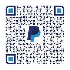 a qr code with the letter p in blue and white letters on top of it