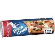 a can of pizza crust with toppings on the top and in it's wrapper