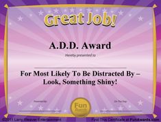 an award certificate for someone to be distorted by look, something shinyy