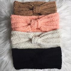 Crochet Headbands & Ear Warmers With A Knot In Front. 4.5 Inches Wide. When Laid Flat, 7 Inches Across The Front. Just In Time For Fall Cozy Weather!!! Warm Itch-Free Acrylic Wool Boho Chic Crochet Detail Fits Average Teen Or Adult Head Of 20-23 Inches In Circumference New Without Tags Non-Smoking Home Handmade Colors Available: Peach-1 Brown-0 Black-1 Cream-1 Coffee-1 Charcoal-0 Burgundy-0 Cozy Weather, Crochet Headbands, Chic Crochet, Home Handmade, Crochet Headband, Crochet Details, Knot Headband, Crochet Gifts, Ear Warmers