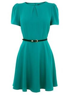 Oasis Crepe skater dress Teal - House of Fraser - is this too dark? Short Skater Dress, Teal Blue Dress, Polyvore Dress, Pleated Skater Dress, Cheap Fashion Dresses, Midi Skater Dress, Long Sleeve Skater Dress, Blue Dress Short, Oasis Dress