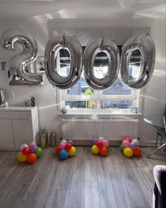 balloons are arranged in the shape of numbers