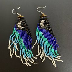 Don’t Miss Out On These Beautiful Beaded Silver Moon Accent Earrings. Wear Them With Your Favorite Dress Or A Great Pair Of Jeans. Never Worn. Bohemian Blue Moon-shaped Earrings, Bohemian Blue Moon Shaped Earrings, Accent Earrings, Moon Color, Beaded Earring, Earring Ideas, Silver Moon, Favorite Dress, Seed Bead