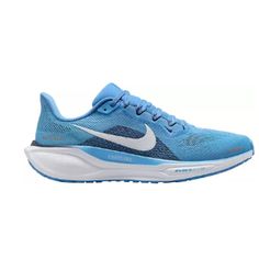 Nike Pegasus 41 Unc Running Shoes Color: Unc Shoe Width: Medium/D Upgraded Breathable Engineered Mesh Upper Improved Engineered Mesh On The Upper Decreases Weight And Increases Breathability Plush Collar Tongue And Sockliner For A Secure And Comfortable Fit Mr-10 Last For A Consistent Fit (Same As Pegasus 40) Reactx Foam Is Engineered To Reduce Its Carbon Footprint By At Least 43% In A Pair Of Midsoles Due To Reduced Manufacturing Process Energy Compared To Prior React Foam Kentucky Blue Nike Air Max 270, Unc Shoes, Decrease Weight, Nike Pegasus, Shoes Color, Carbon Footprint, Manufacturing Process, Nike Men, Running Shoes