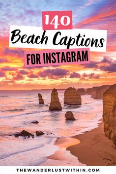 beach captions for instagrams with the title overlay that reads, 40 beach captions for instagram