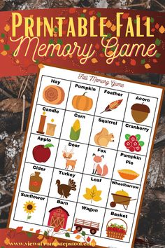 printable fall memory game for kids