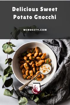 delicious sweet potato gnocchini served in a white bowl