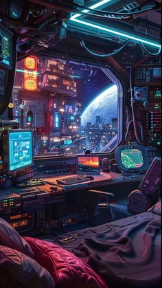 an image of a sci - fi space station in the future