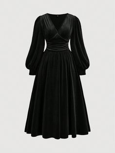 Plus Size Velvet Empire Waist Lantern Sleeve Midi Dress Black Elegant  Long Sleeve Knitted Fabric Plain A Line High Stretch  Women Plus Clothing, size features are:Bust: ,Length: ,Sleeve Length: Vampire Dress, Plus Size Velvet, Black Long Dress, Fall Bridesmaid Dresses, Velvet Dress Long, Split Hem Dress, Fall Wedding Guest Dress, Velvet Midi Dress, Midi Dress Black