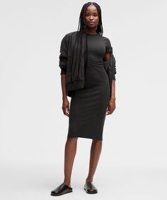 Made From Nulu Fabric Thats Ribbed On The Outside And Buttery-Soft On The Inside, This Dress Makes Every Day Feel Like A Special Occasion. Designed For Casual. Skims Your Body:hits Below The Knee To Just Above The Ankle. Scoop-Back Neckline. | Ribbed Nulu Scoop-Back Cap Sleeve Dress Lululemon Black Friday, Cap Sleeve Dress, Dress Bra, Leopard Print Blouse, Capped Sleeve Dress, Polo Dress, Hoodie Top, Cap Sleeve, Long Tops