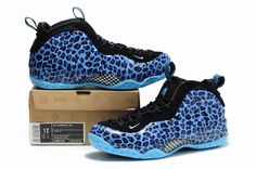 Nike Air Foamposite One Leopard Blue/Black Mens shoes Nike Air Jordan Shoes, Black Shoes Men, Blue Leopard, Under Armour Shoes, Cheap Nikes