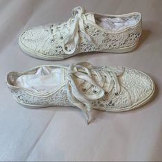 Great For Bachelor Parties, Weddings Etc Size 9 New Without Tags Never Been Worn Elegant Lace-up Sneakers For Spring, Cream Sneakers With White Laces For Spring, White Wedding Sneakers For Summer, White Casual Sneakers For Wedding, White Casual Wedding Sneakers, Davids Bridal Shoes, White Bridal Shoes, Bachelor Parties, Lace Sneakers