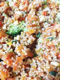 a mixture of vegetables and grains mixed together