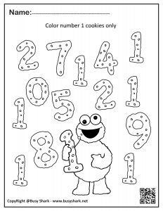 the sesame character number 1 worksheet