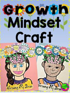 two children's drawings with the words growth mindset craft