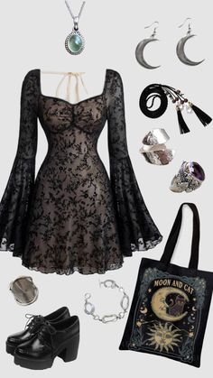 Aesthetic Goth Outfit, Cute Goth Outfits, Witchy Outfits, Daily Fashion Inspiration, Witch Fashion, Whimsical Fashion, Gothic Outfits, Goth Outfits, Alternative Outfits