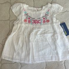 Genuine Kids From Oshkosh--2t Girls Blouse -- Brand New With Tag. Super Cute For The Summer . Creme With Silver Stripes. Pet Free Smoke Free Home Casual Pink Top For Playdate, Denim Baby, Kids Blouse, Lace Trim Blouse, Girls Blouse, Long Sleeve Flannel, Pink Plaid, Light Denim