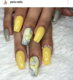 Nails Design Yellow, Sharpie Nails, Yellow Nail Art, Yellow Nails Design, Water Nails, Yellow Nail, New Nail Designs, Super Nails, Trendy Nail Design