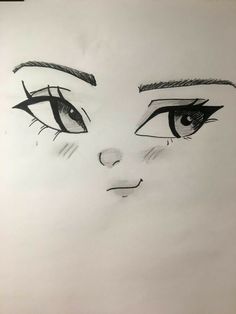 a drawing of a woman's face with eyes closed and eyebrows drawn in pencil