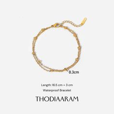 Layered Satellite Bracelet - Waterproof and Tarnish-resistance Satellite Bracelet, Anklets, Sensitive Skin, 18k Gold