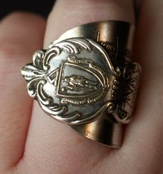 Vintage, one-of-a-kind statement ring. Silver plated. Made to order so your ring is sure to fit perfectly. Tiny marks vary on each piece from its previous life! Zodiac Rings, Spoon Rings, Statement Ring Silver, Unusual Design, Previous Life, Ring Fit, Ring Silver, Statement Ring, Rings Statement