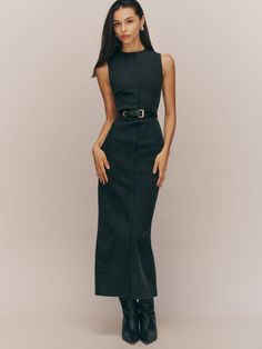 Kendi Denim Midi Dress - Sustainable Denim | Reformation Denim Midi Dress, Business Casual Outfits, Midi Dress Sleeveless, Mode Inspiration, Style Outfits, Work Fashion, Gossip Girl, Get Dressed, Classy Outfits