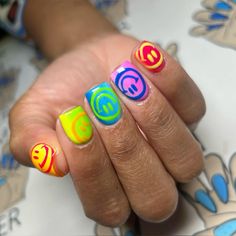 Short Creative Nails, 80s Nails 1980s, 90s Cartoon Nails Acrylic, Polygel Nails, Sassy Nails, Drip Nails, Dope Nail Designs