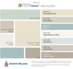 the color scheme for sherylin - williams's paint swatches is shown