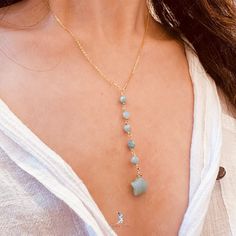 Indulge in the mesmerizing beauty of the Natural star Amazonite lariat pendant necklace. Featuring a string of 4 mm faceted green Amazonite beads and a stunning carved star-shaped Amazonite drop, this necklace is a must-have for any jewelry collection. Whether as a personal accessory or a thoughtful gift, this unique piece will surely captivate and enchant.This Amazonite star pendant necklace comes in two colors: silver or gold. The silver option will come with solid 925 sterling silver cable ch Green Amazonite, Mesmerizing Beauty, Star Pendant Necklace, Fine Jewelry Collection, Personalized Accessories, Gold Pendant Necklace, Star Pendant, Gold Plated Silver, Star Shape